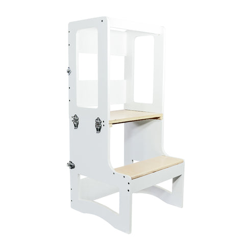 MY HAPPY HELPERS  - TAVOLO - Convertible Learning Tower - Tower to Table - White / Birch